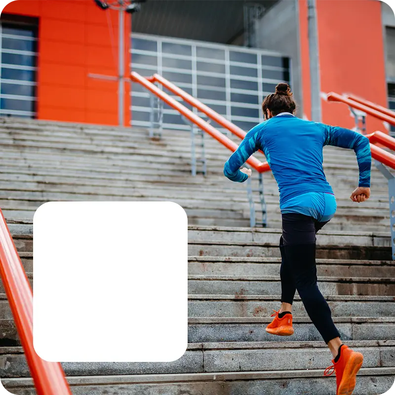 Woman Running Stairs